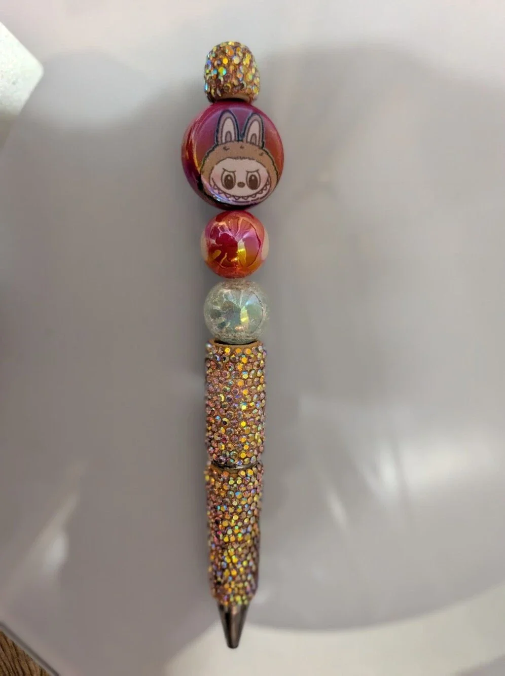 Red Labubu Pen,,Very Sparkly And Beautiful! Fun Pen! Handmade By Me!